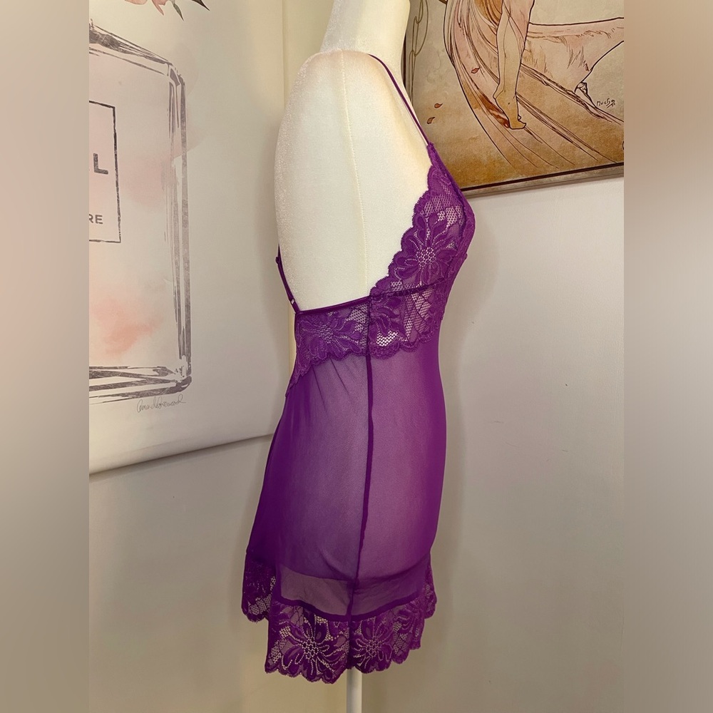 Fredericks of Hollywood Lace Chemise Dress Lingerie Size S Purple - Picture 4 of 15